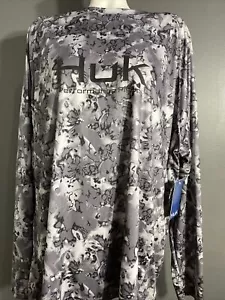 HUK Men's Pursuit Crew Volcanic Ash Long Sleeve Fishing Shirt NWT Medium - Picture 1 of 4