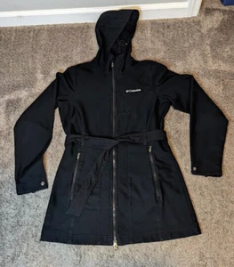 Women's Columbia Soft Shell Fleeced Lined Belted Trench Coat Black Size XS - Picture 1 of 5