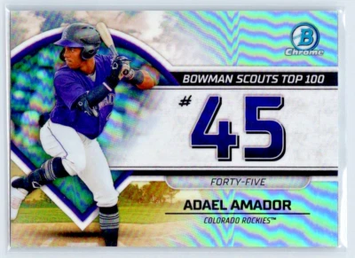 2023 Bowman #BTP-45 Adael Amador  Scouts Top 100 Atomic Free Shipping - Image 1 of 2