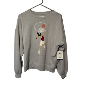 Free Assembly Girls Crew Neck Gray Sweatshirt Basketball Embroidery Top XXL 18 - Picture 1 of 6