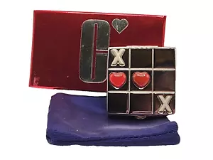 Vintage Clinique Silver Tic Tac Toe Cuore Baci Compatto Stay Opaco Polvere anni 90 - Foto 1 di 7