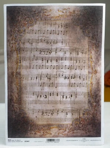 Reispapier A4 Strohseide Decoupage Motiv Noten Notenblatt Musik Vintage R1947 - Bild 1 von 1