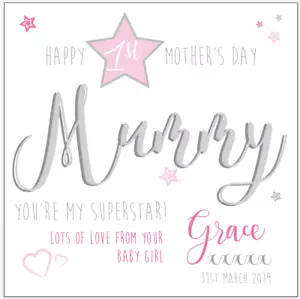 Tarjeta Personalizada 1er Primer Día de la Madre Cualquier mensaje Cualquier nombre - Imagen 1 de 2
