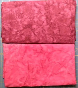 QUILT FABRIC LOT. 2 Red Batik 2 Yards (1 Yard each). 100% Cotton - Picture 1 of 3