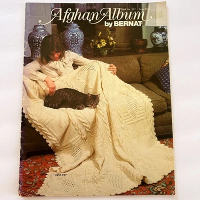 Vintage AFGHAN ALBUM by Bernat Crochet Pattern Booklet Pineapple Popcorn Stitch - Image 1 of 4