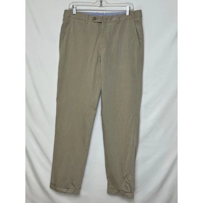 Pantalones de vestir Luciano Barbera para hombre talla 52 (36) tostados frente plano pierna recta Italia Foto 1 de 4