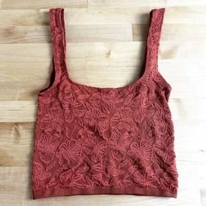 Anthropologie The Hannah Tanque Texturizado Sin Costuras Naranja Óxido Floral XXS/XS NUEVO CON ETIQUETAS - Imagen 1 de 7