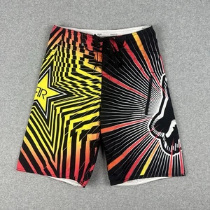 Fox Racing Rockstar VTG Y2K Boardshorts Size 30 Motocross Drawstring Zip Pocket - Bild 1 von 8