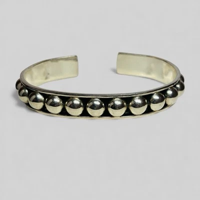 ATI Sterling 925 Silver Raised Bead Cuff Bracelet 7 in - Image 1 of 4