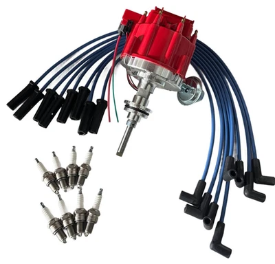 Nuevo distribuidor de encendido + cables + 8 bujías para Dodge Chrysler 318 340 360 Foto 1 de 4