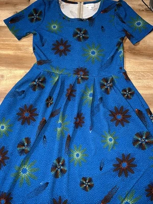 Vestido LuLaRoe Amelia Plisado Bolsillos Enormes Pensamientos Peonía Grande 14/16 12 ❤️ Margarita Foto 1 de 4