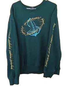 Herr der Ringe BoxLunch grünes Sweatshirt 2XL. Leaves Of Lorien Ringvers - Bild 1 von 5