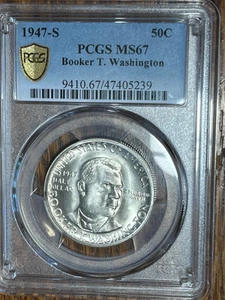 1947-S Booker T. Washington Commemorative Silver Half Dol. PCGS MS67 Gold Shield - Picture 1 of 11