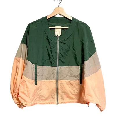 Chaqueta cortavientos Anthropologie Elevenses poncho bloques de colores estilo retro XS/S Foto 1 de 4