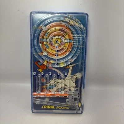 Vintage 1976 Blue Box Mini-Mate Spiral Score handheld pinball toy game Spaceship - Image 1 of 4