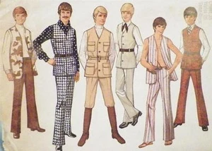 Teen Boys Vest & Pants Sewing Pattern Size 18 1970 Vintage Disco Era Chest 35 in - Picture 1 of 1