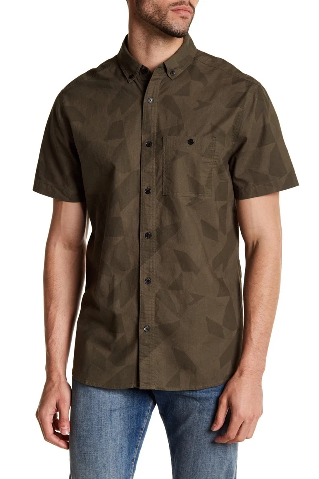 NEW MENS SOVEREIGN CODE LA CAMO PRINT GREEN WOVEN BUTTON FRONT SHIRT M - Image 1 of 2