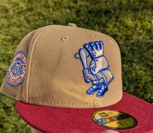 EXCLUSIVE KANSAS CITY ROYALS FITTED HAT 7 1/2 PEACH UV MR. ROYAL 1973 ALL STAR - Picture 1 of 5