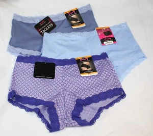 NWT set of 3 MAIDENFORM One Fab Fit BOYSHORTS 40760 SLATE BLUE PURPLE geo S/5 - Picture 1 of 8