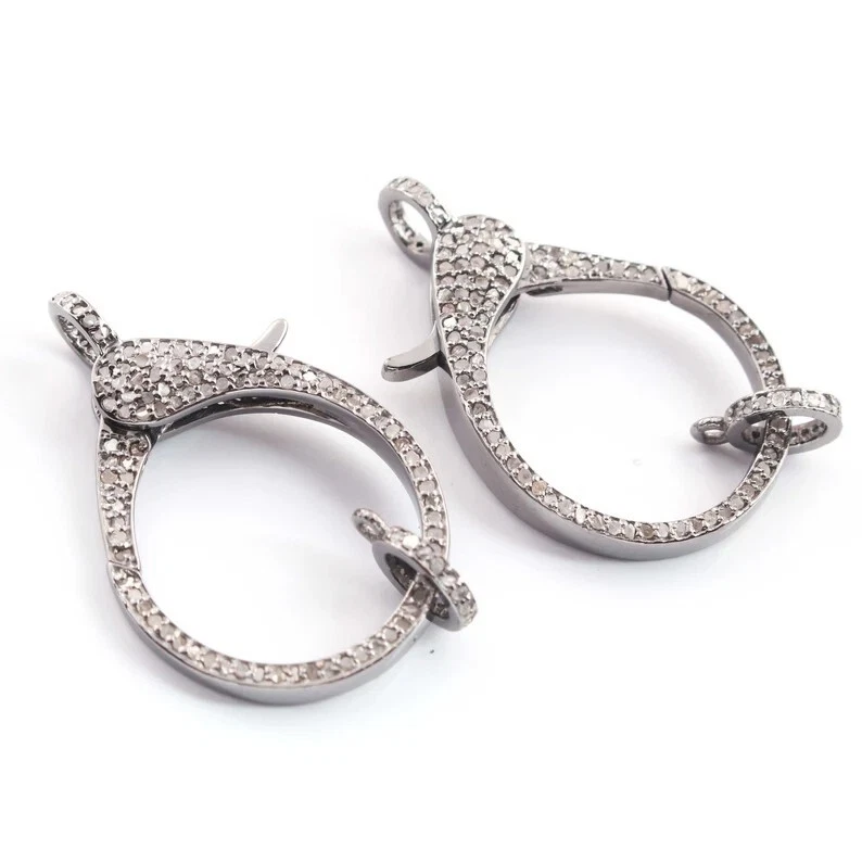 1 шт. хлопки омаров Pave Diamond, 35 мм x 20 мм, с обеих сторон Pave Diamond - Изображение 1 из 3