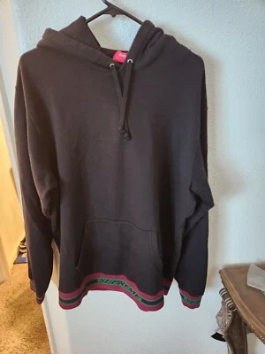 Sudadera con capucha Supreme a rayas acanaladas FW18 negra XL Foto 1 de 4