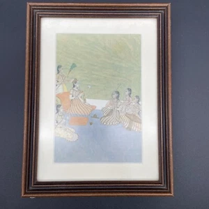 Mughal Queen Painting Miniature Decor Old Paper Watercolor Art Gallery Wall - Picture 1 of 13