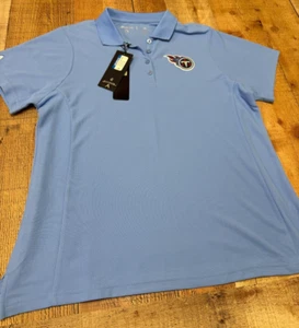 Antigua Tennessee Titans NFL Polo Golf Shirt Women XL Blue Short Sleeve Collared - Picture 1 of 9