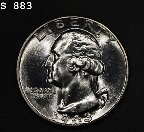 1943 Washington Quarter "GEM BU" *Free S/H After 1st Item* Cover
