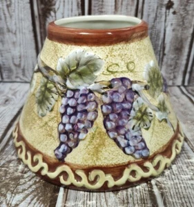 Tuscan Style Large Candle Jar Shade Grapes Vines Candle Topper 7" x 5" - Picture 1 of 6