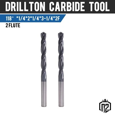 2 шт. 118?? Сверла твердосплавные точечные угловые 1/4 дюйма x 2 дюйма x 3-1/4 дюйма - с покрытием AlTiN - Изображение 1 из 4
