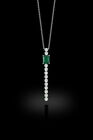 1.5Ct Emerald Cut CZ Emerald Solitaire Pendant 14K White Gold Plated 18''Chain