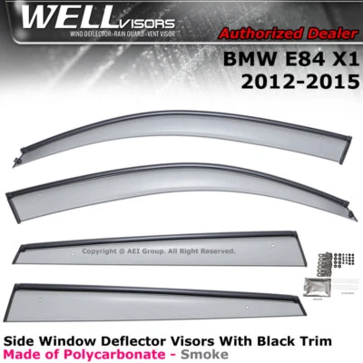 WELLvisors Window Visors For BMW X1 12-15 E84 Rain Guards Deflectors Black Trim - Image 1 of 4