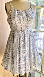 Girl's Floral Lace Sun Swing Dress Summer 14 Lilac Empire Waist A-Line - Picture 1 of 10