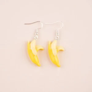 Cute Adorable Yellow Banana Go Bananas Hook Dangle Drop Earrings Novelty Gift - Picture 1 of 1
