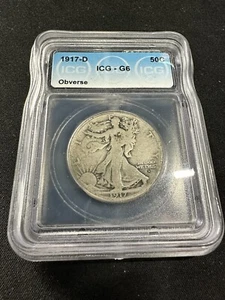 1917-D Walking Liberty Half Dollar 50c ICG G6 Obverse - Picture 1 of 2