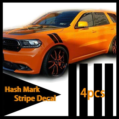 4 calcomanías de vinilo negras brillantes universales para capó de coche guardabarros rayas marca de hachís Foto 1 de 4