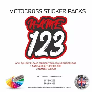 Personalisierte Motocross Name und Nummer Aufkleber Moto X Grafik Decals MXSP08 - Bild 1 von 2