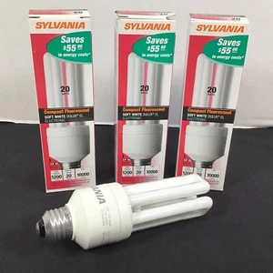 Sylvania Compact Fluorescent Soft White Delux EL Light Bulbs 20 Watts Lot of 3 - Picture 1 of 6