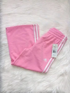 NWT Adidas Youth Girl's 3 Stripe Wide Leg Fleece Pants Sz M(10/12) - Picture 1 of 6