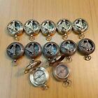 Antique Brass Compass Nautical Push Button Compasses Handmade Designer Lot Of 12