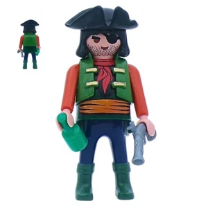Playmobil figura pirata verde/naranja botella pistola barco suelto - Imagen 1 de 1