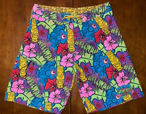 Iron Fist Men's Size 34 Swim Trunks Swimsuit Board Shorts Swimwear Hawaii Tiki - Picture 1 of 9