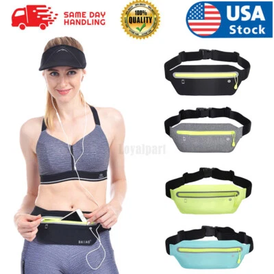Reflective Running Belt Fanny Pack Waist Pouch Outdoor Camping Hiking Zip Bag - Image 1 of 4