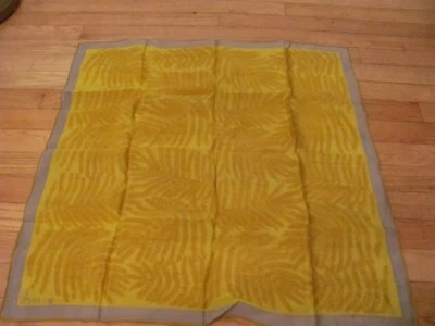 Vtg Yellow Gold Grey Fern Leaf Vera Neumann Scarf 26.5" x 25.5" - Image 1 of 3