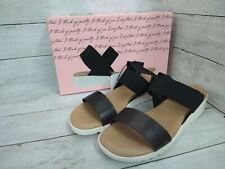 Women's Kensie Everlee Comfort Wedge Strappy Sandal Black Size 7.5