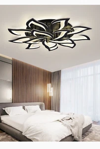 Lampadario led fiore 14 petali moderno dimmerabile plafoniera soffitto 224w nero - Foto 1 di 5