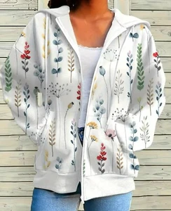 PRETTY FLORAL ZIP FRONT HOODIE SWEATSHIRT SWEATER WOMEN'S PLUS SIZE 20 *NIP!* - Picture 1 of 6