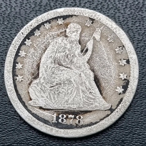 1878 CC Seated Liberty Quarter 25c Circulated Damaged Cleaned #41109 Cover