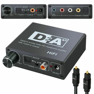 Digital to Analog Audio Hifi Headphone Amplifier Toslink Coaxial RCA Adapter - Picture 1 of 12