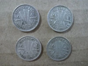 Threepence 4x, 1943D, .925 silver, good, see scans, - Picture 1 of 2
